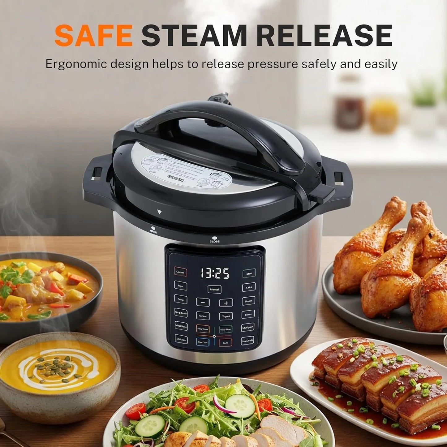 16-in-1 Electric Pressure Cooker,8QT Stainless Steel&Non-Stick Multi Cooker