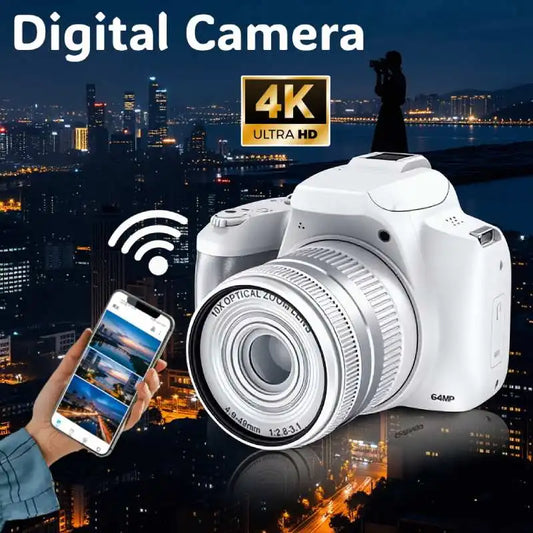 4K 64MP HD Digital Camera 10X Optical Zoom Built-In Flash Camera for Beginners Photography Enthusiast Travel Daily Vlog Recorder