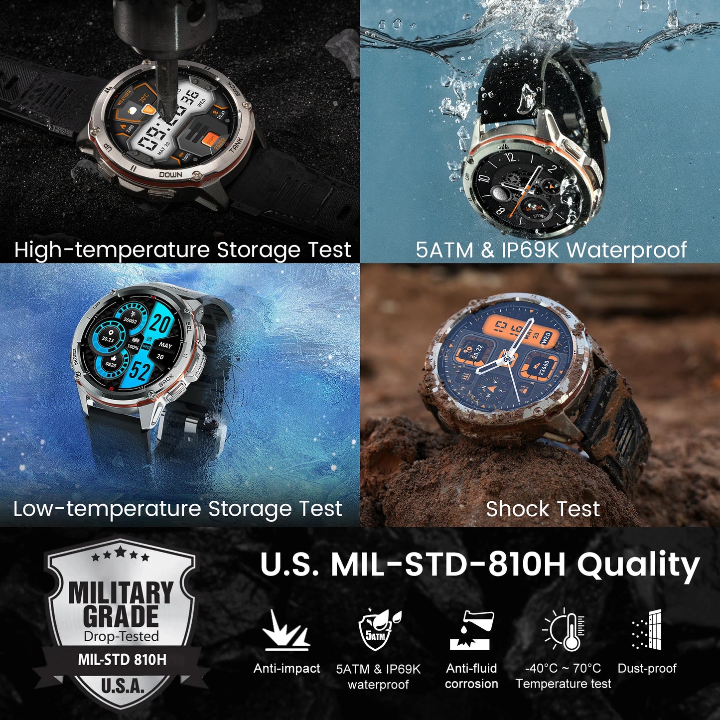Ultra GPS Smart Watch for Men Rugged Smartwatch 470mAh Fitness AMOLED Bluetooth Electronic Watches