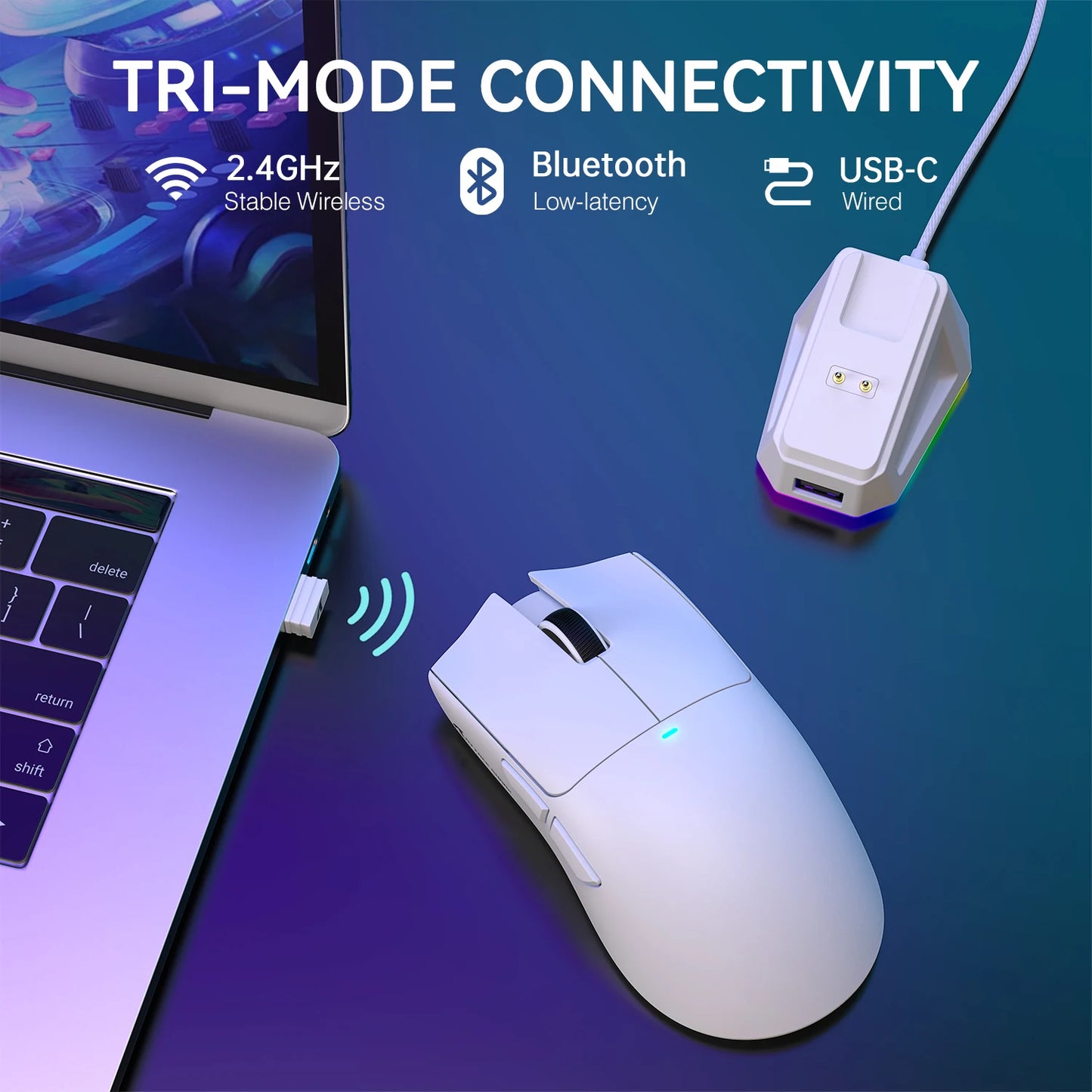 Lightweight Wireless Gaming Mouse with RGB Backlight Charging, Up to 22K DPI, PAW3311 Optical Sensor, HUYU Swit