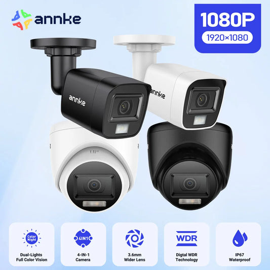 Security Camera Kit 4PCS 2MP Bullet Outdoor Weatherproof Housing 66ft Super Night Vision Smart IR CCTV Camera