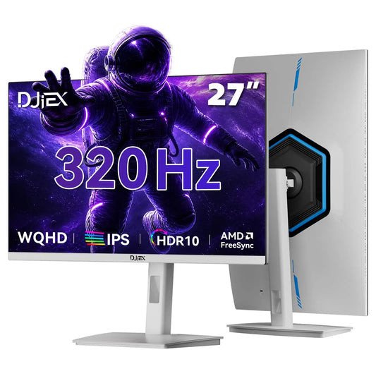 27 Inch Gaming Monitor, 320Hz, WQHD(2560 x1440) | HDR10, FreeSync, IPS,Height/Swivel/Tilt Adjustable Ergonomic Stand, 2*HDMI/2*DP, VESA Mountable, White