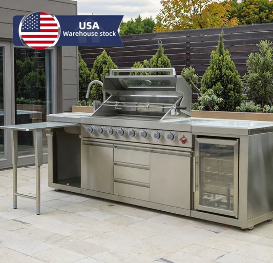 USA Warehouse in Stock 304 Stainless Steel Fitted BBQ Gas Grill Station Outdoor Kitchen Setup0 for Garden Perfect for Gathering