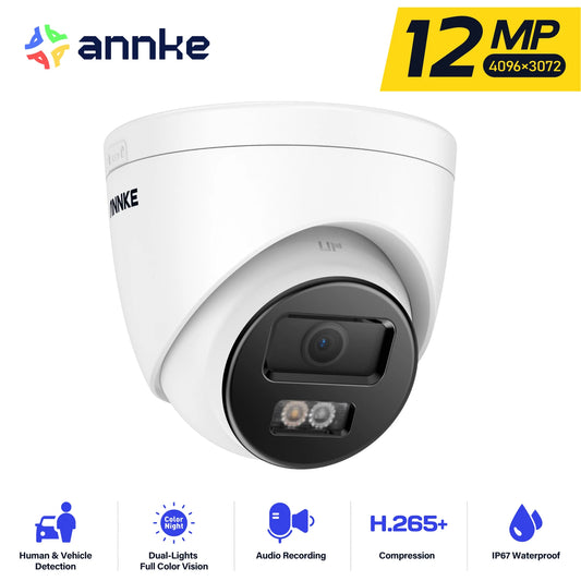 12MP Outdoor Smart Dual Light PoE Security Camera Color IR Night Vision Built-in Microphone IP67 Smart Home H.265+