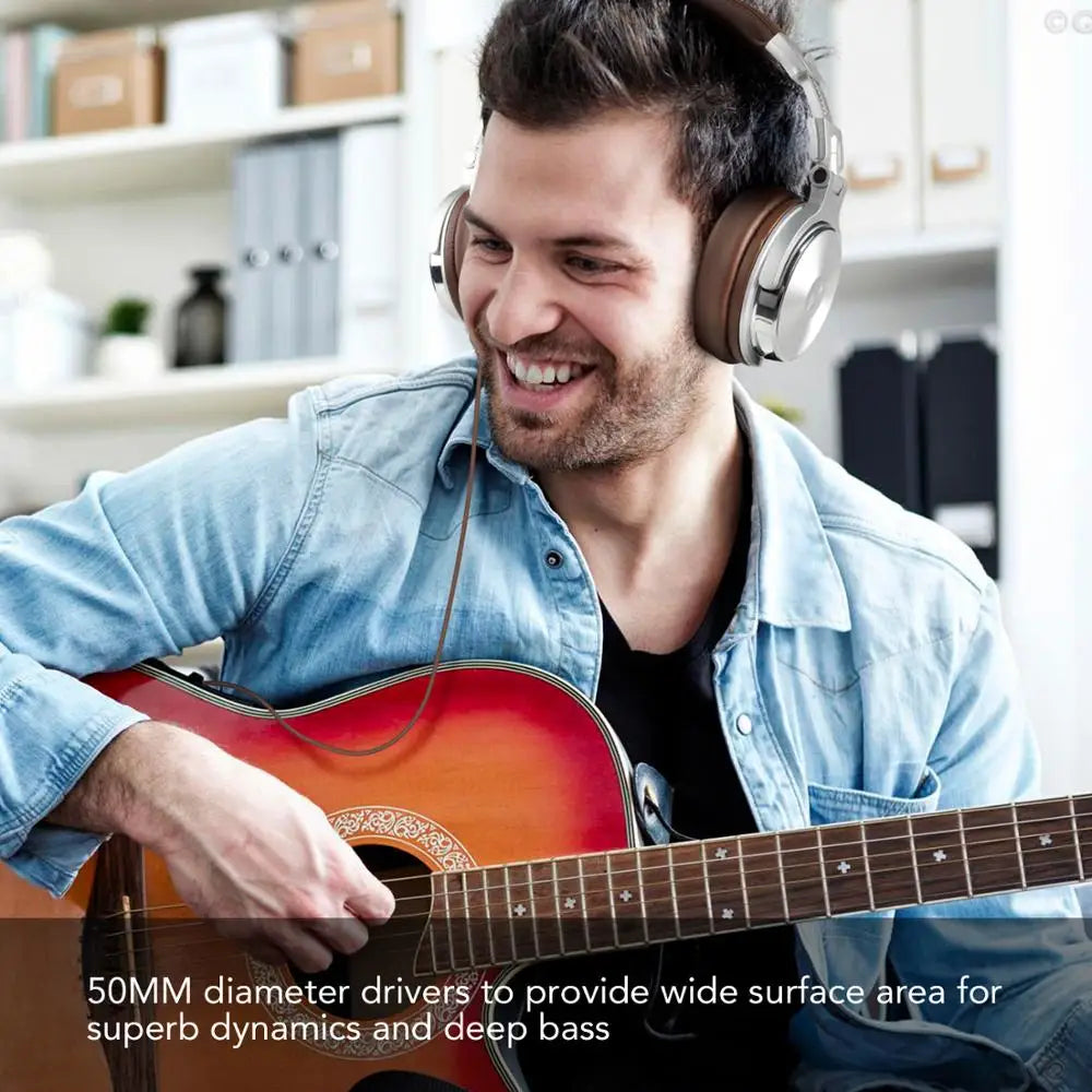 Professional Studio DJ Headphones With Microphone Over Ear Wired Earphones HiFi Monitors Foldable Gaming Headset