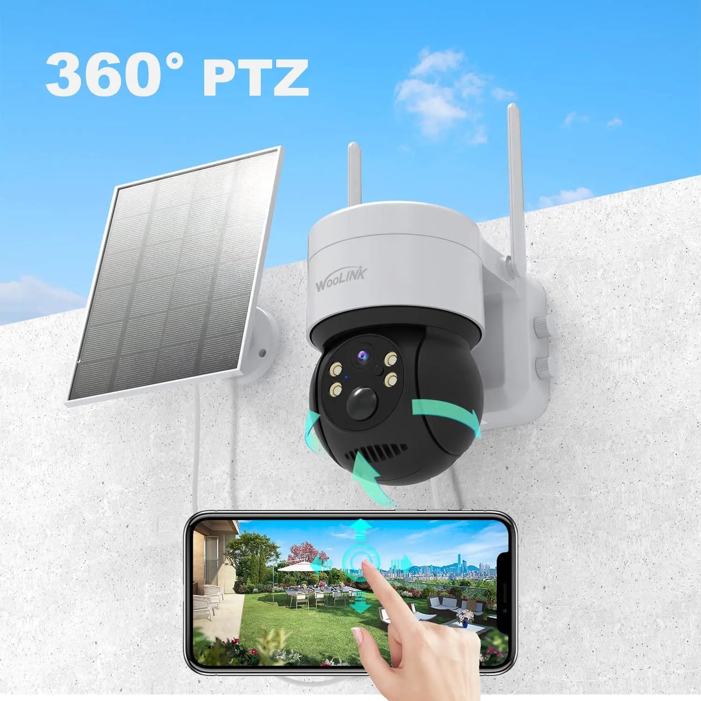 4MP Wireless Security Camera Outdoor WiFi Solar Battery Powered Camera Pan/Tilt Rotate Surveillance Camera Home Protection 2.4G
