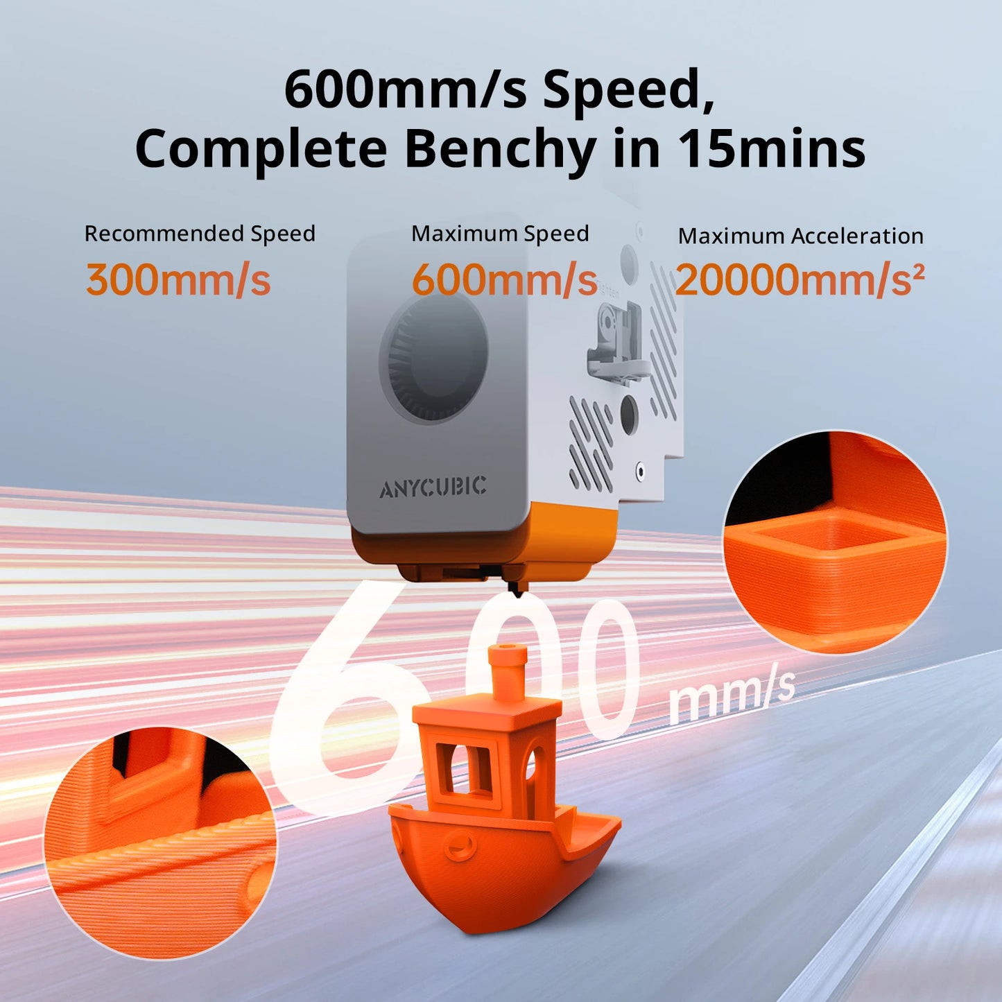 S1 Speedy 3D Printer Core XY Stable Structure Max Speed 600mm/s High Precision Ultra-Quiet 3D Printer
