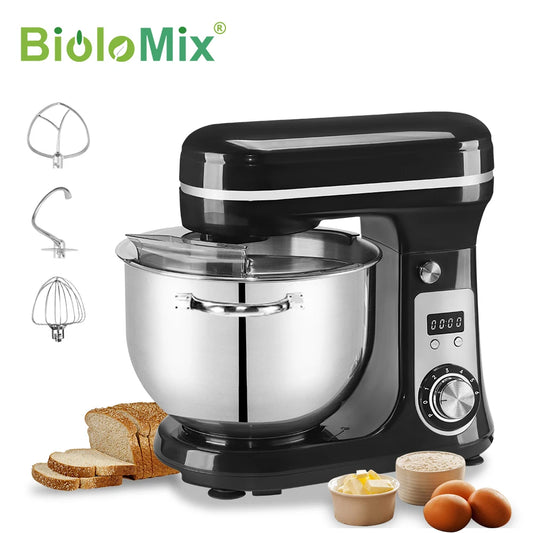 Kitchen Food Stand Mixer, Blender, Quiet Motor, Cream Egg Whisk, Whip Dough Kneader, 6-Speed, 1200 W, 6 L, DC
