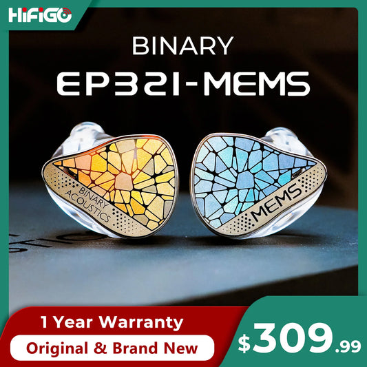 Binary EP321-MEMS 6-Driver Tribrid IEM 2DD+3BA+MEMS Direct Drive Hi-Res Audiophile In-Ear Monitor Earphone HiFi Music Earbuds