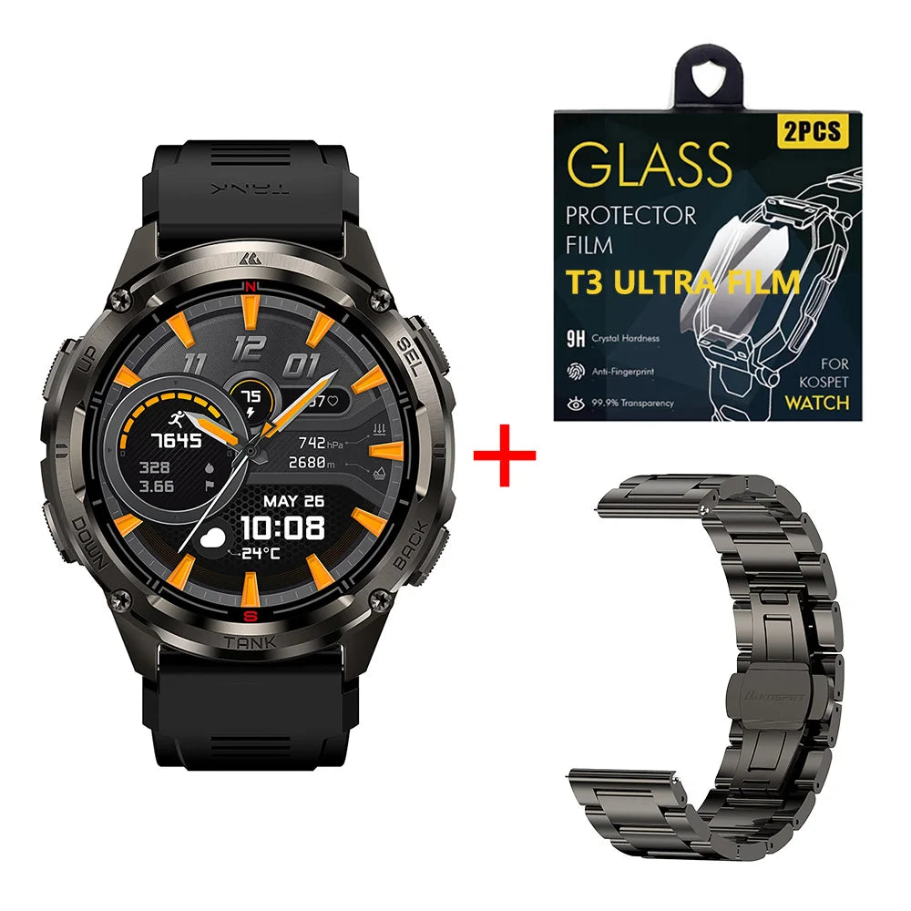 GPS Smart Watch for Men Bluetooth Call 5ATM IP69K Waterproof Men's Watch Stainless Steel Health Monitor