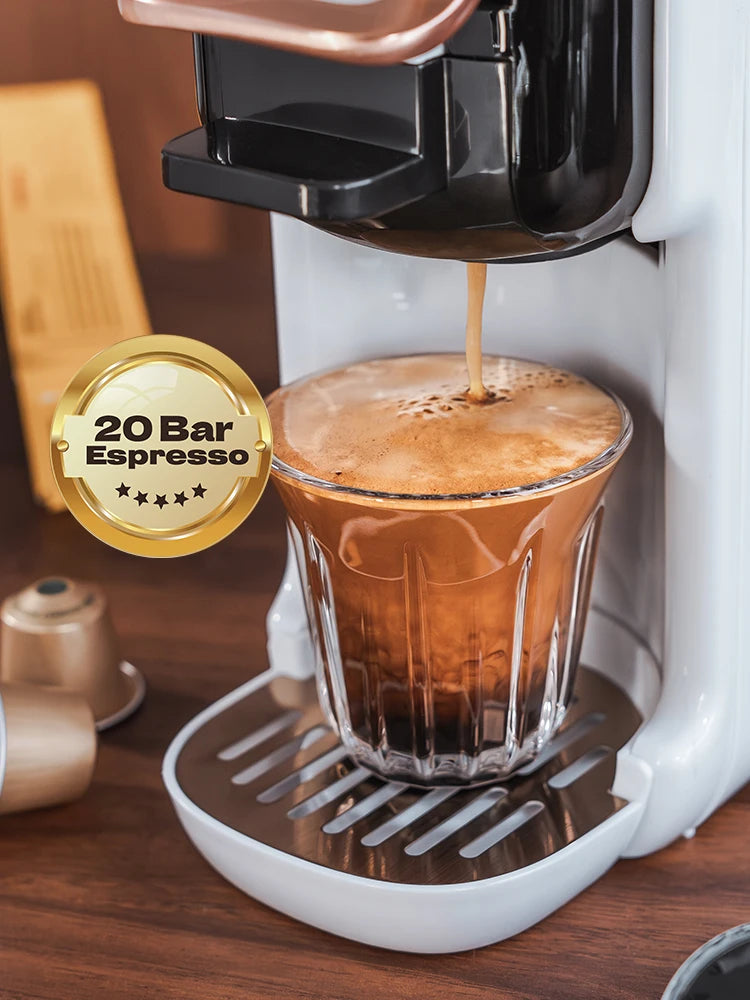 5 in 1 Multiple Capsule Coffee Machine Hot/Cold DG Cappuccino Nes Small Capsule ESE Pod Ground Coffee Cafeteria 20Bar H2B