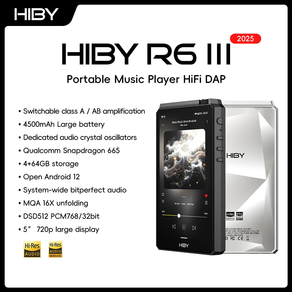 Android 12 Music Player MP3 USB DAC HIFI WiFi Bluetooth 5.0 CS43198 *4 MQA16x DSD512 PCM768 4500mAh