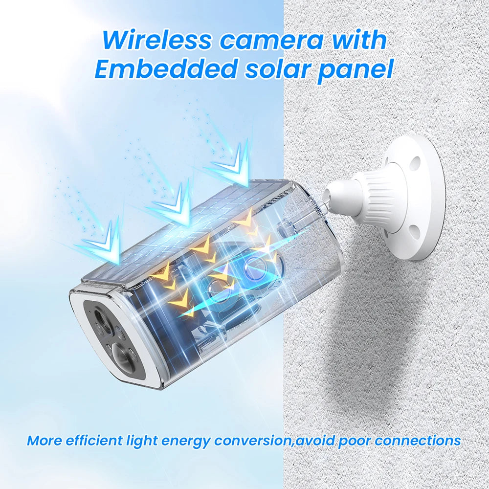 Solar Camera 4PCS Home Security Cameras Set 2.4G Wireless WIFI Camera Built-in Battery,Floodlight,Color Night Vision