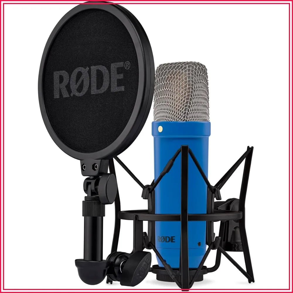 Large-Diaphragm Condenser Microphone with Shock Mount, Pop Filter & XLR Cable for Music, Vocal, Streaming & Podcasting (Cobalt)