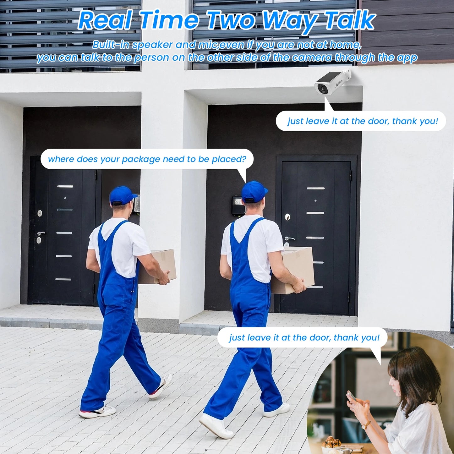 Solar Camera 4PCS Home Security Cameras Set 2.4G Wireless WIFI Camera Built-in Battery,Floodlight,Color Night Vision