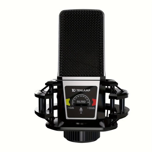 Tenlamp PKPRO Large Diaphragm Condenser Mic, 26mm Gold-Plated Head, Phantom Power, USB/XLR Dual-Circuit,  Gaming Streaming Podcast Mic with Stand, Noise Cancellation for PC PS5 Karaoke Video Conferencing