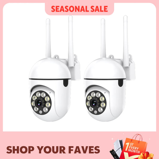 2PC Ease Life APP Wireless 1080P HD Indoor/Outdoor WiFi Security Camera, Color Night Vision, 2-Way Audio, 360° Pan/Tilt/Zoom, Mo