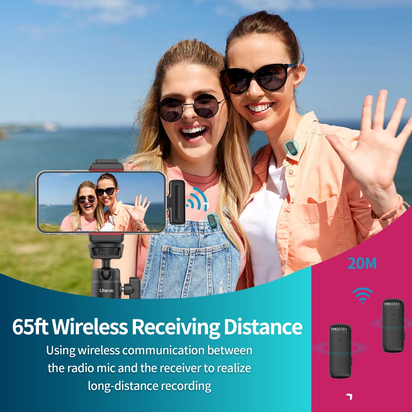 Wireless Lavalier Microphone for iPhone 17 16 iPad, 2-in-1 Plug-Play Mic with Charging Case for Phone Video Recording