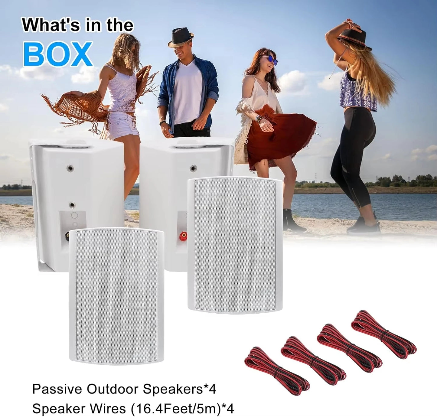 Herdio 6.5 Inch Outdoor Speaker 800W Waterproof Passive Wall Mounted Stereo Bass for Easy Installation in Patio Pool Yard