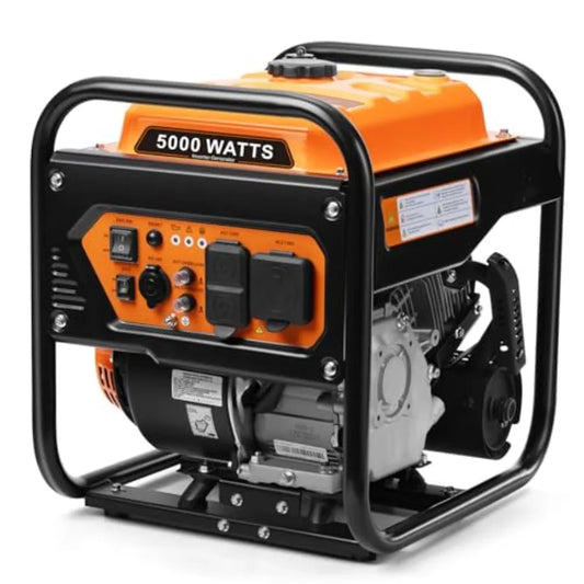 5000-Watts Portable Inverter Generator, Gas Generator for Home Backup, 30A Outlet, RV Ready, ECO Mode, 60Lbs, EPA Compliment