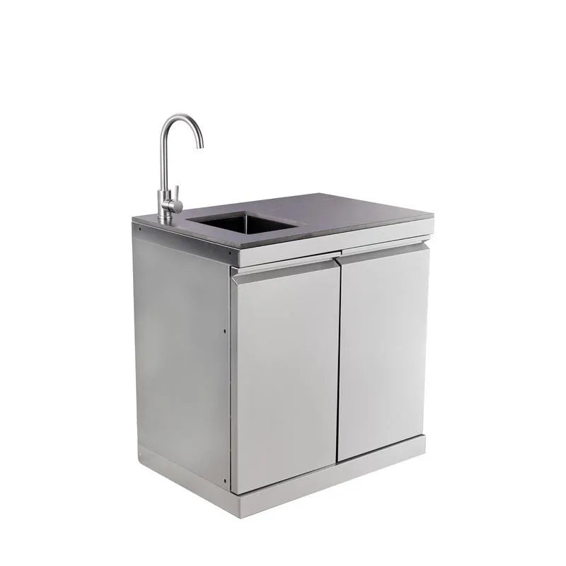 outdoor sink,Double-door 830 sink, with a black lacquer countertop and a stainless steel base body