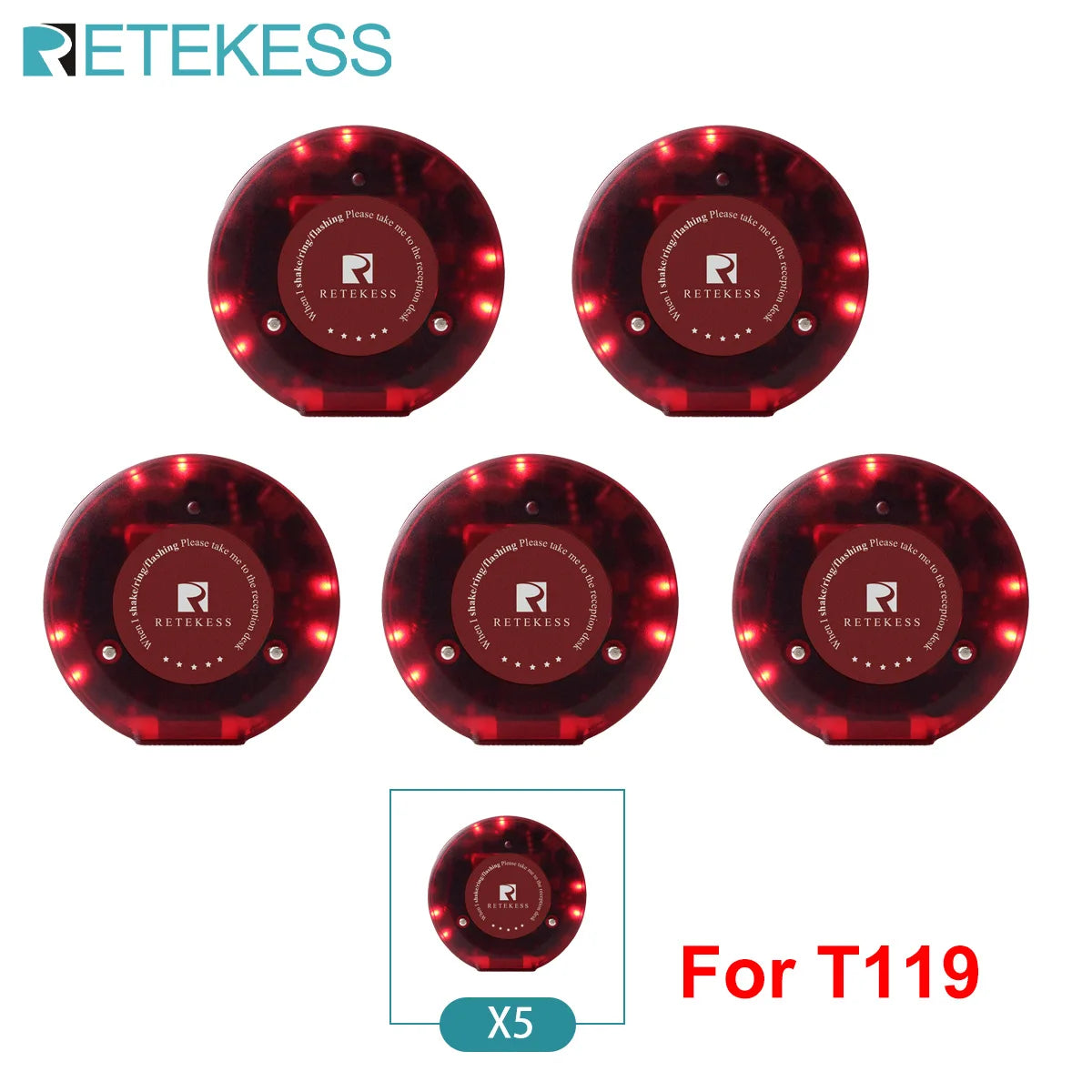 Wireless Restaurant Paging System Coaster Vibrater Buzzer Receiver 2-Way Charge for Cafe Food Trucks