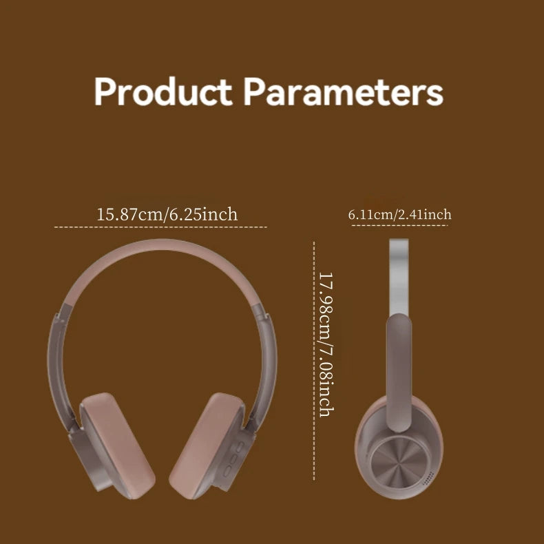 Retro Wireless Over-ear Headphones ANC Smart Noise Cancellation Headset Bluetooth 6.0 HiFi Stereo Gaming Earphones For PC Phone