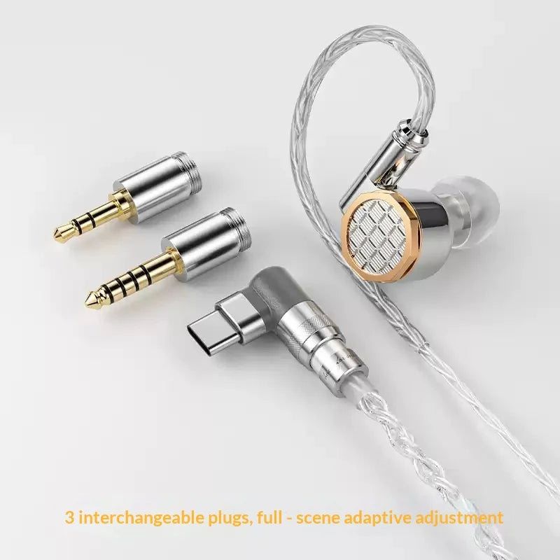 Fiio Oak Nano Moving Coil In-Ear Headphones Beryllium Metal Diaphragm Hifi Beryllium Metal Dome Diaphragm Three Kinds Plugs