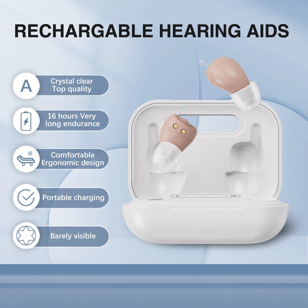 Hearing Aids for Seniors Rechargeable Hearing Amplifiers for Adults, Volume Adjustment All-Day Comfort Crystal Clear Sound