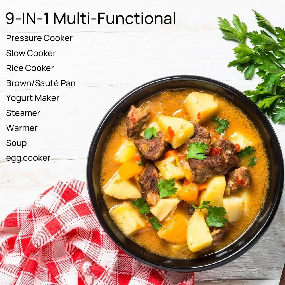 9-in-1 Electric Pressure Cooker 6QT Multi-Functional Programmable Non-Stick