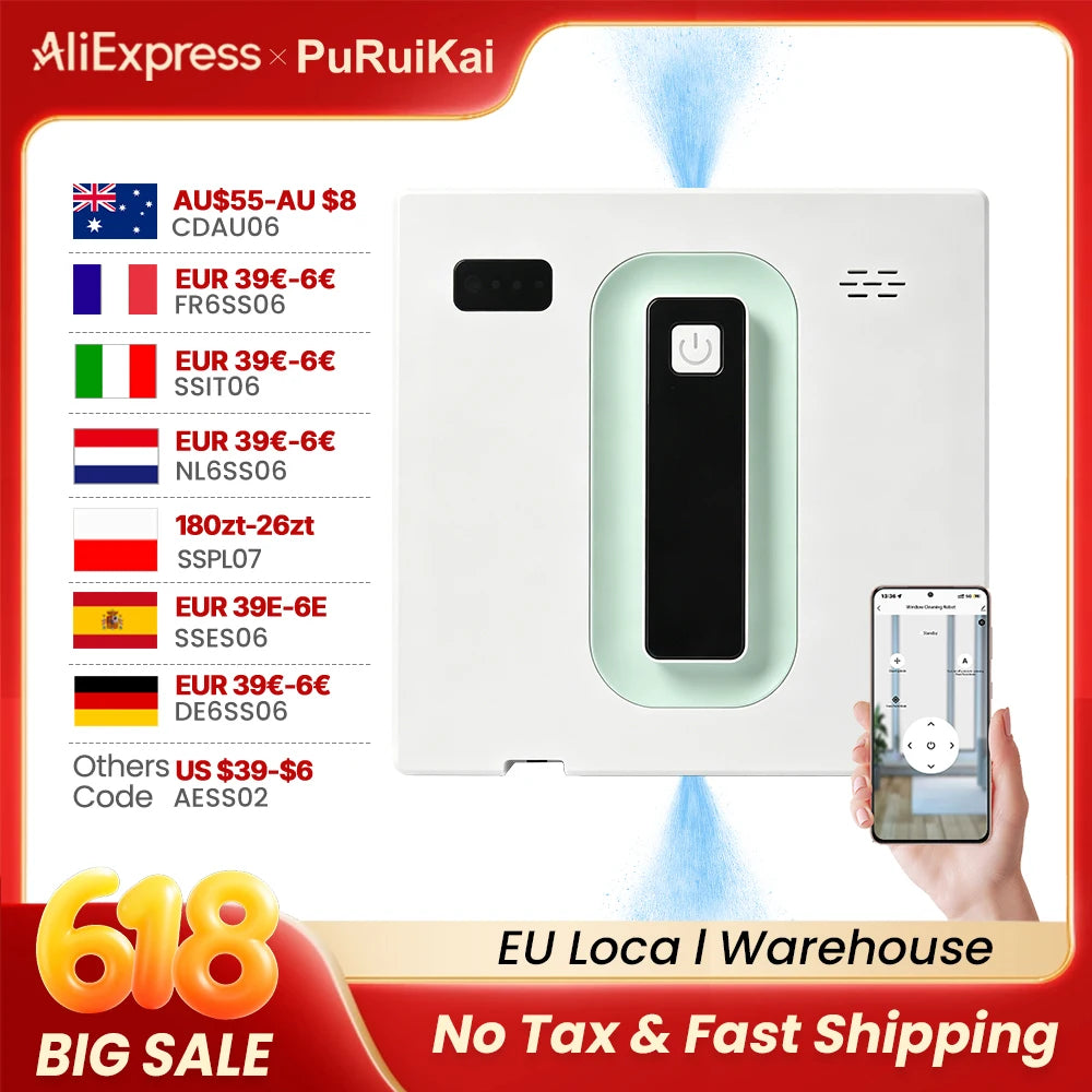 Robot Electric Automatic Window Cleaning Robotic , With APP/Remote Control,With Voice Broadcast Two-way Automatic Spray