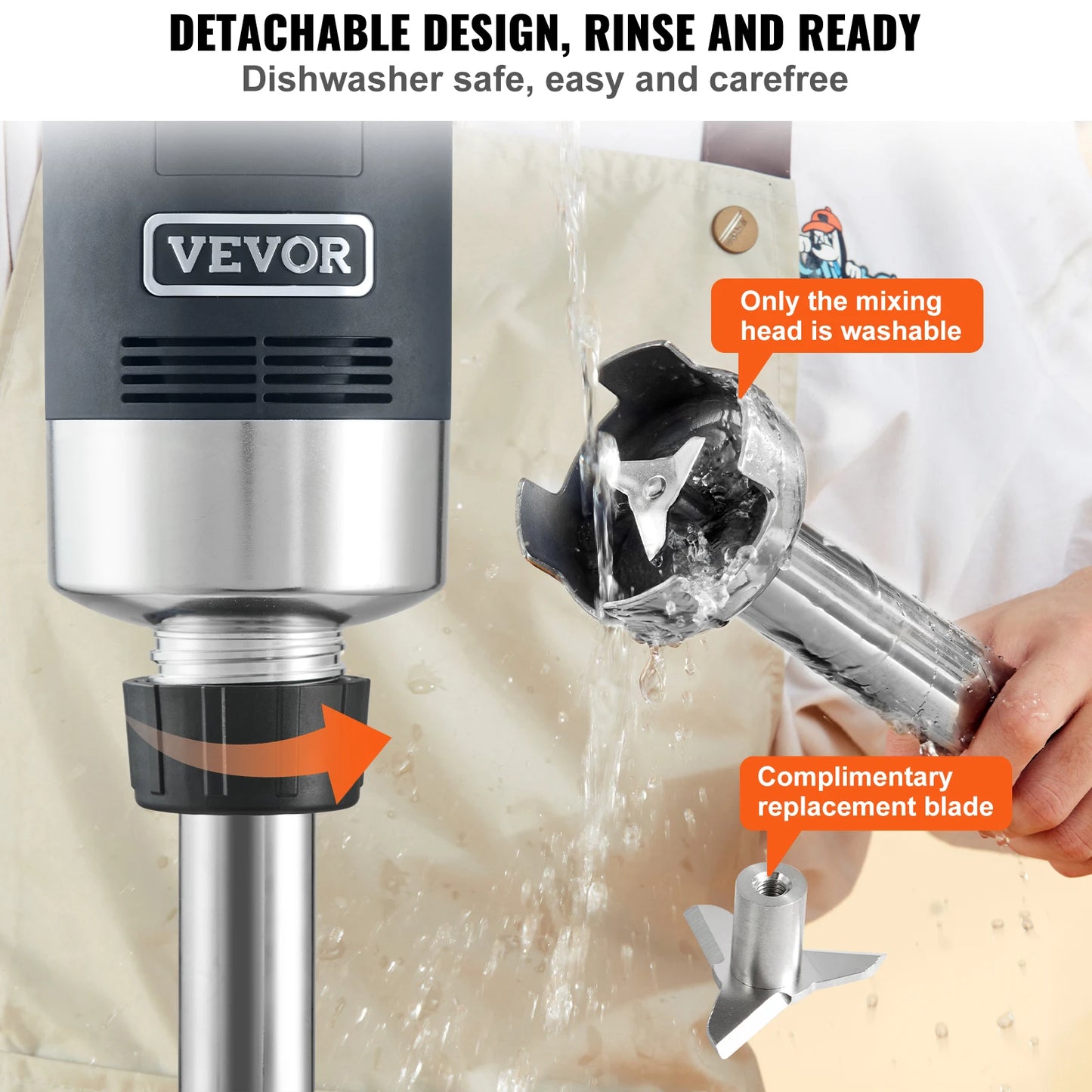 16" Commercial Immersion Blender Heavy Duty Hand Mixer Multi-Purpose Portable Mixer for Soup Smoothie Puree Baby Food