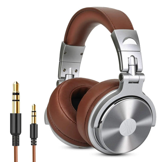 Professional Studio DJ Headphones With Microphone Over Ear Wired Earphones HiFi Monitors Foldable Gaming Headset