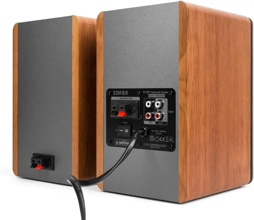 Powered Bookshelf Speakers 2.0 Active Near Field Monitor, 42W RMS, Wooden Enclosure, AUX Input, Remote Control