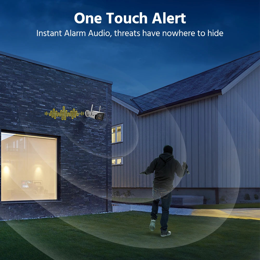 4MP Dual Lens WiFi Dual Band Security Camera Outdoor 170° Angle Full Color Night Vision Two-Way Audio Wireless PoE Cam