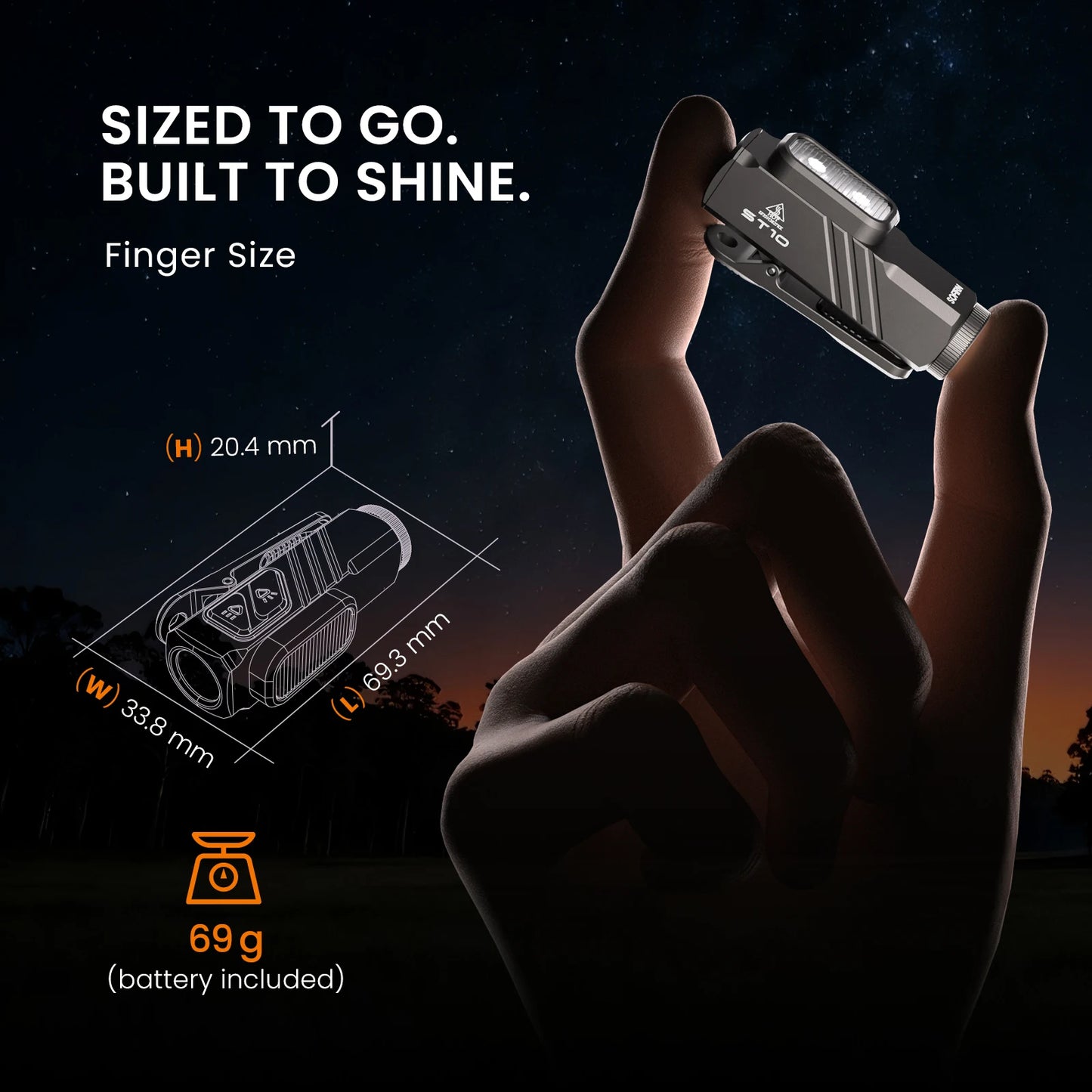 SOFIRN EDC Light ST10 1000LM Multi-Function Flashlight USB C 14500 Rechargeable with Red Led 660NM Torch clip Dual Switch
