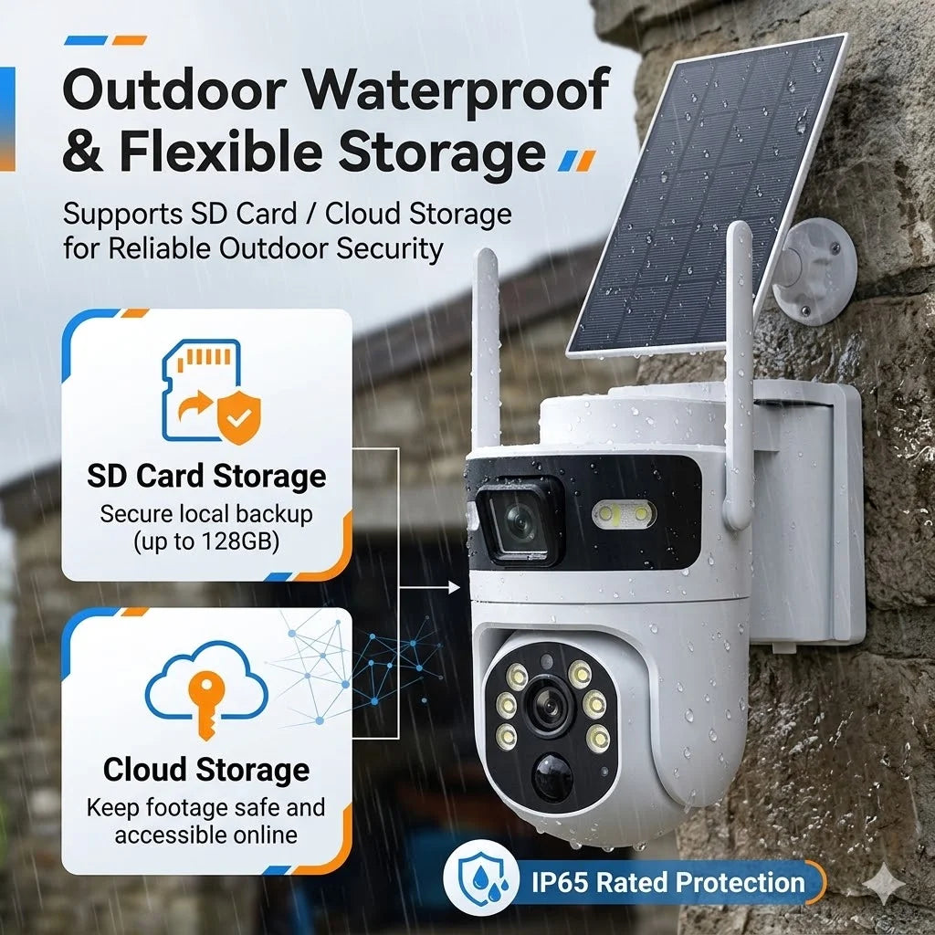 4G Solar Security Camera 2 Pack Dual Lens Outdoor PTZ Wireless CCTV Camera with 4G LTE Connection Solar Powered AI Human Detection Color Night Vision Two Way Audio Motion Alerts Remote App View IP66 Waterproof for Farm Yard G