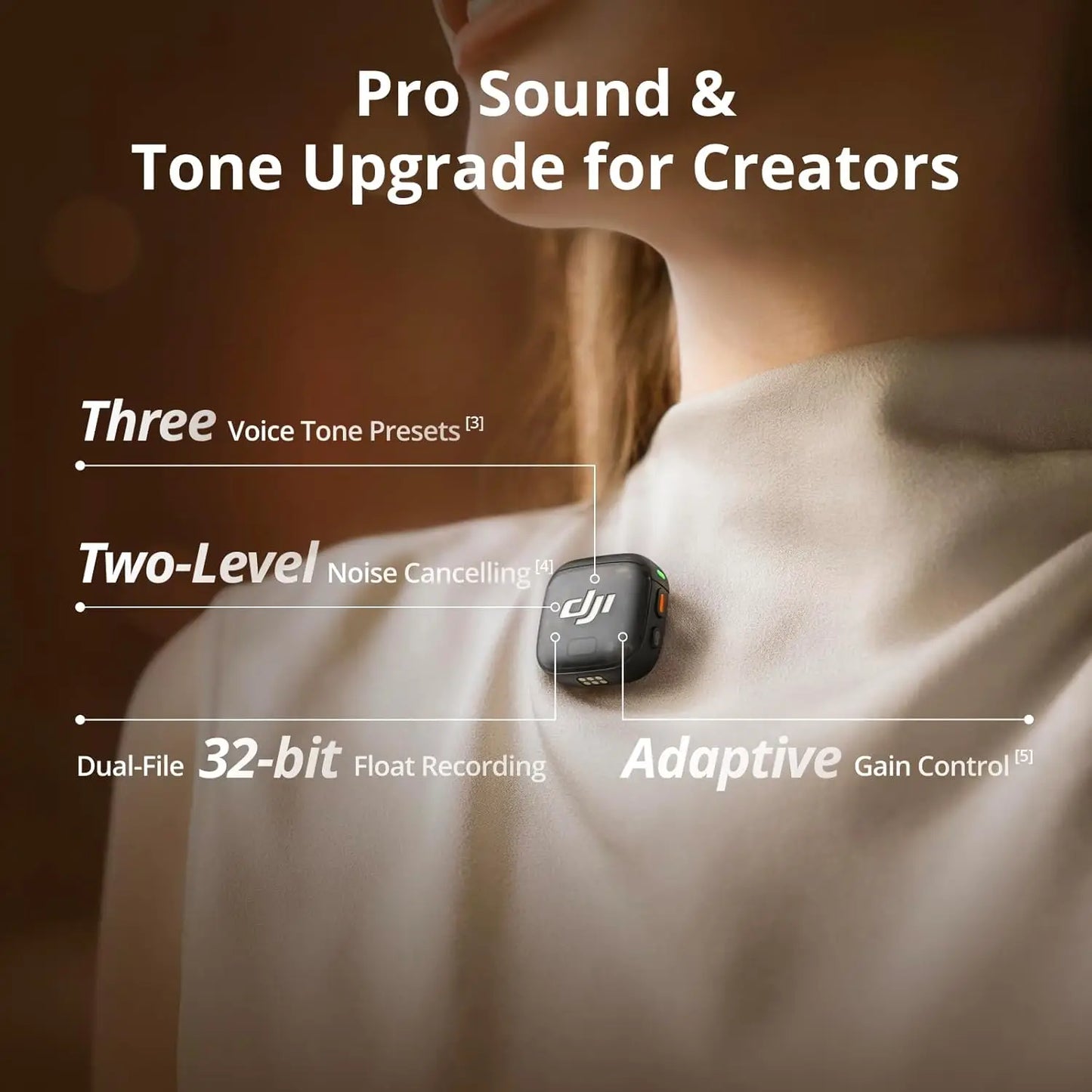 DJI Mic 3 Wireless Microphone Set with Charging Case Ultralight Adaptive Gain Control Dual Band Anti-Interference 28hrs Vlog Ready for iPhone Camera Android