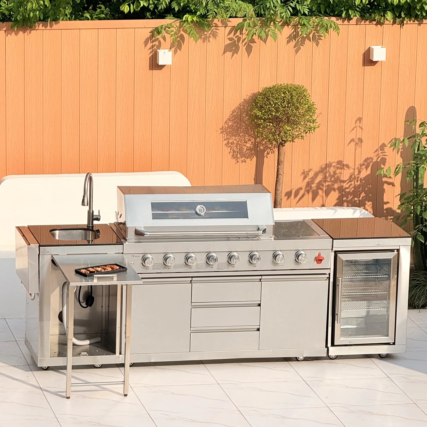 USA Warehouse in Stock 304 Stainless Steel Fitted BBQ Gas Grill Station Outdoor Kitchen Setup0 for Garden Perfect for Gathering
