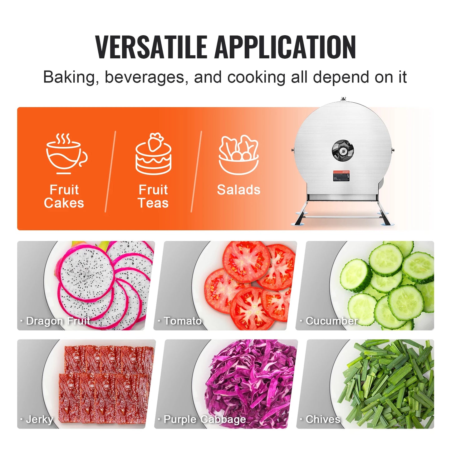 Electric Vegetable Slicer 0-0.5"/0-12mm Thickness Adjustable Commercial Slicer Machine Convertible to Manual FoodCutter