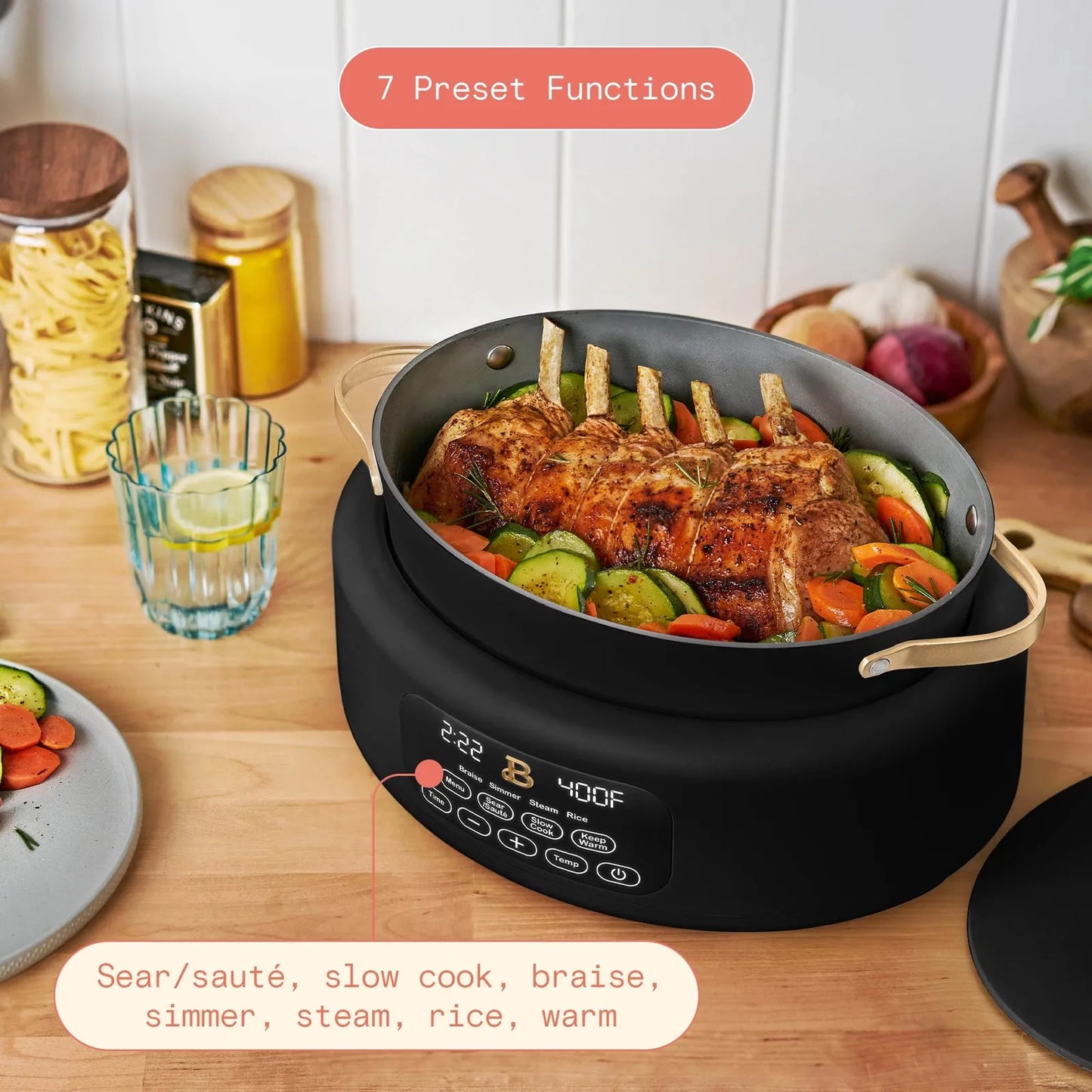 10 in 1, 6 Qt Electric Multi-Cooker, Black Sesame by Drew Barrymore