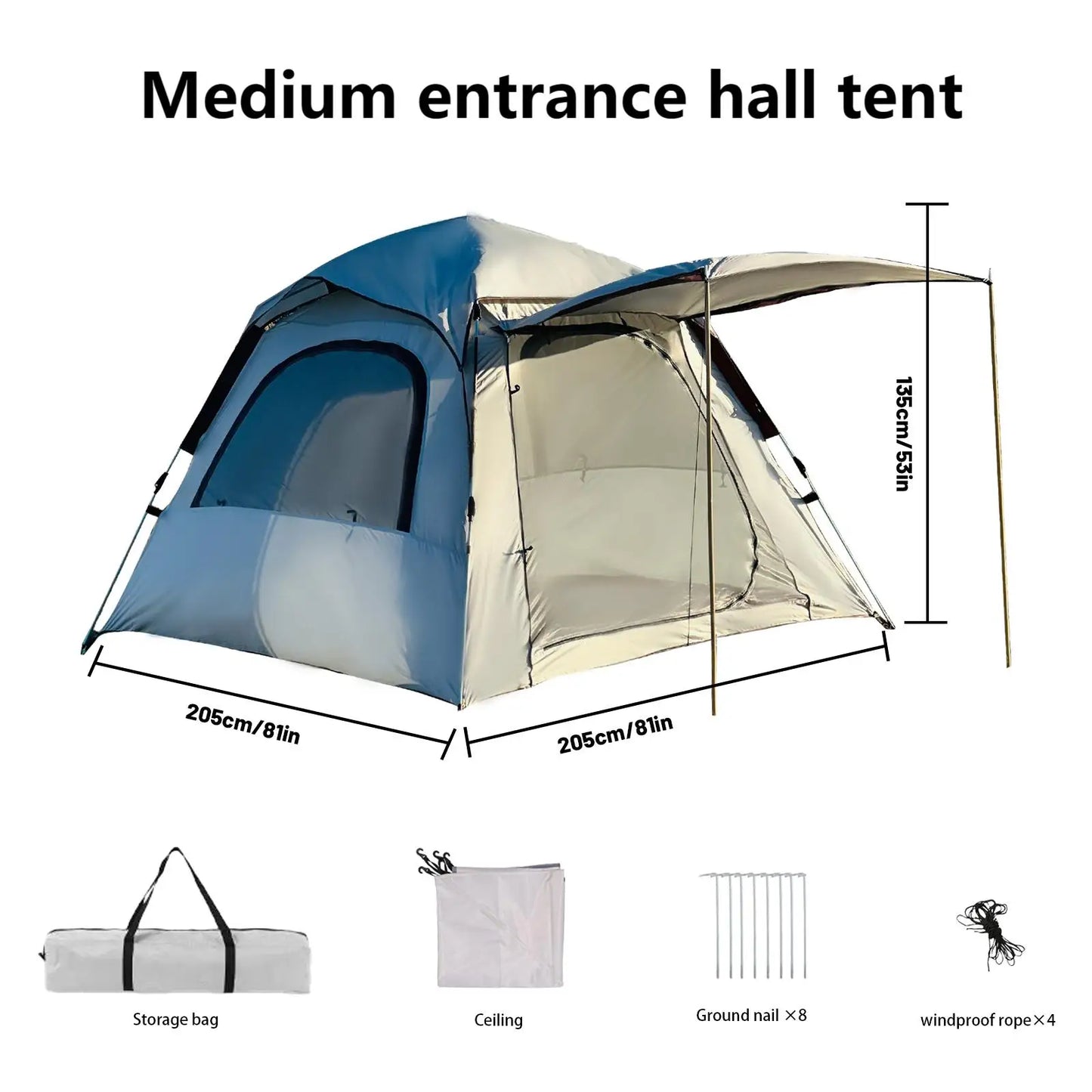 2-3 Person outdoor camping pop-up tent waterproof, windproof and rainproof carpa ventilation upgrade bring storage bag camping