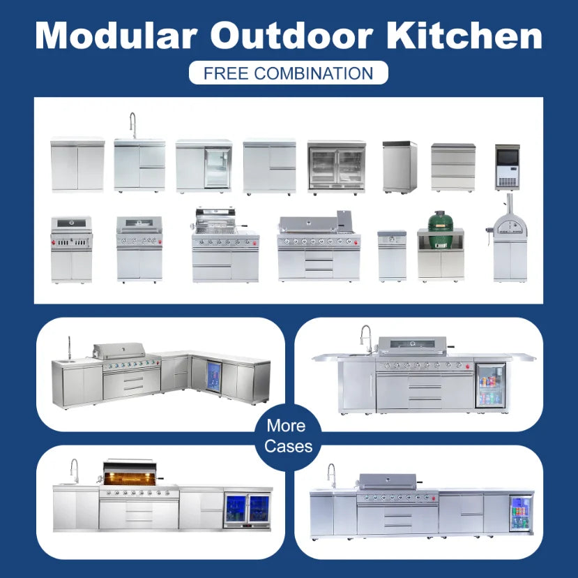 USA Warehouse in Stock 304 Stainless Steel Fitted BBQ Gas Grill Station Outdoor Kitchen Setup0 for Garden Perfect for Gathering