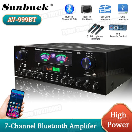 Bluetooth HiFi Sound Amplifier Dual Dynamic Screen Subwoofer High-power Amplifier s For Home Cinema System Karaoke