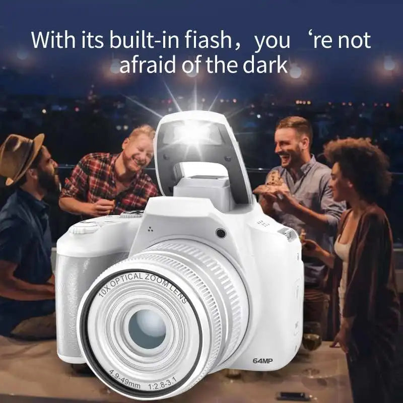 4K 64MP HD Digital Camera 10X Optical Zoom Built-In Flash Camera for Beginners Photography Enthusiast Travel Daily Vlog Recorder