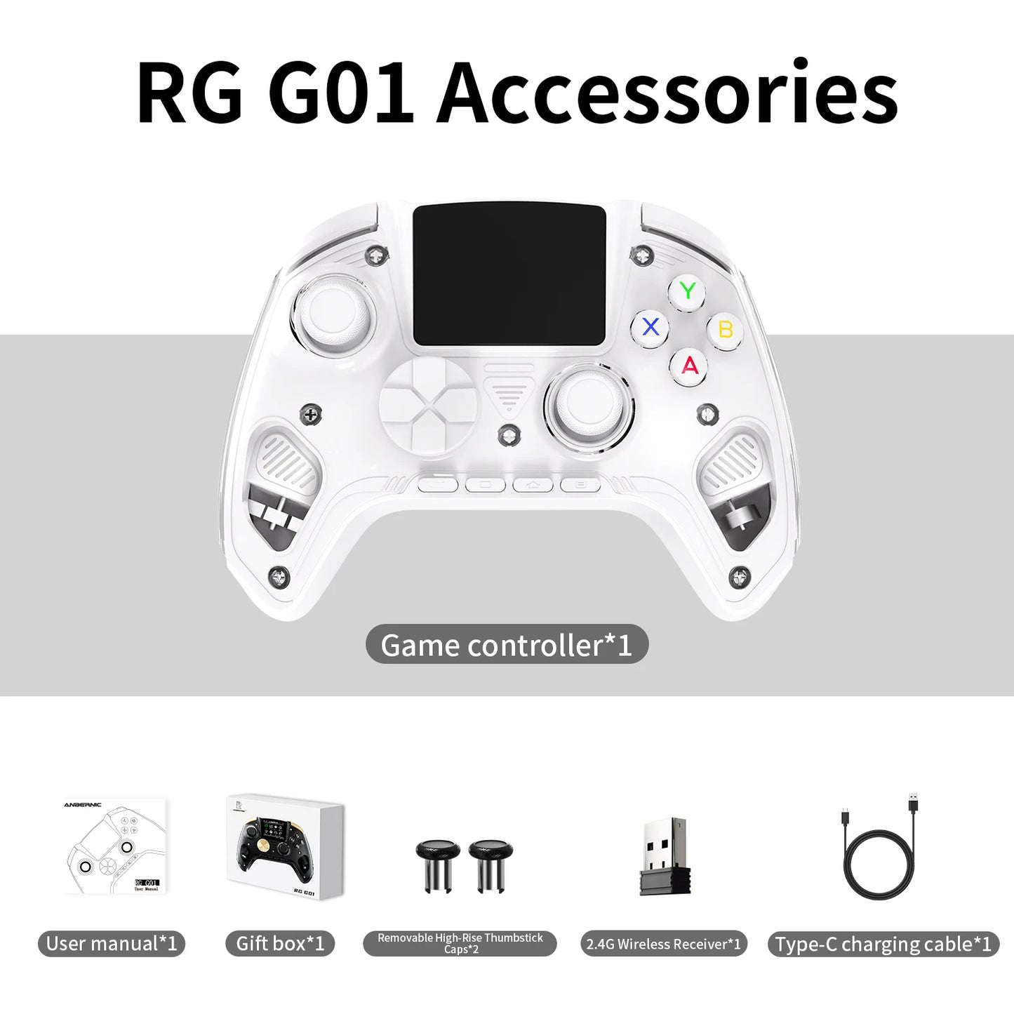 RG G01 Retro Games Controller Hall Effect Triggers Bluetooth/Wired/Wireless XBOX Gamepad for PC Android IOS Steam Linux