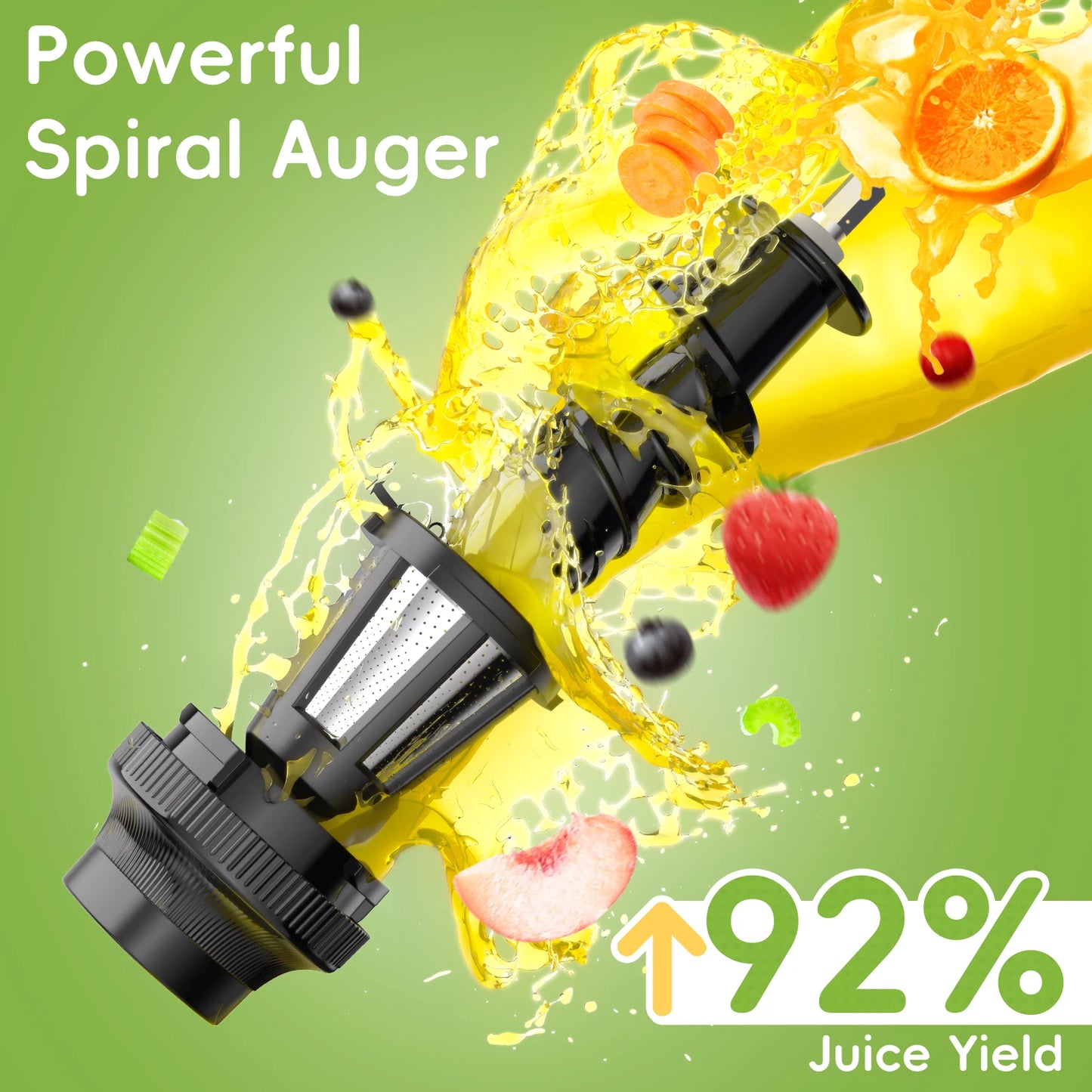 Cold PressJuicer, Slow Masticating Juicer Machines with Reverse Function, High Juice Yield, Easy to Clean Brush & Quiet