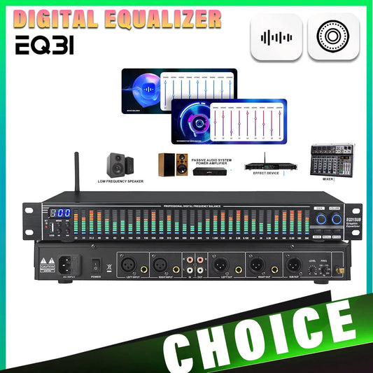 EQ31SUB 31-Stage Digital Equalizer Professional Audio Tuner for Stage Performance Noise Reduction Professional audio stage equip