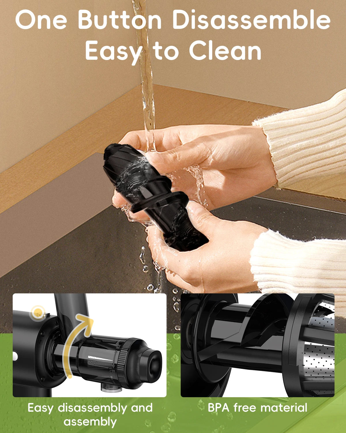 Cold PressJuicer, Slow Masticating Juicer Machines with Reverse Function, High Juice Yield, Easy to Clean Brush & Quiet