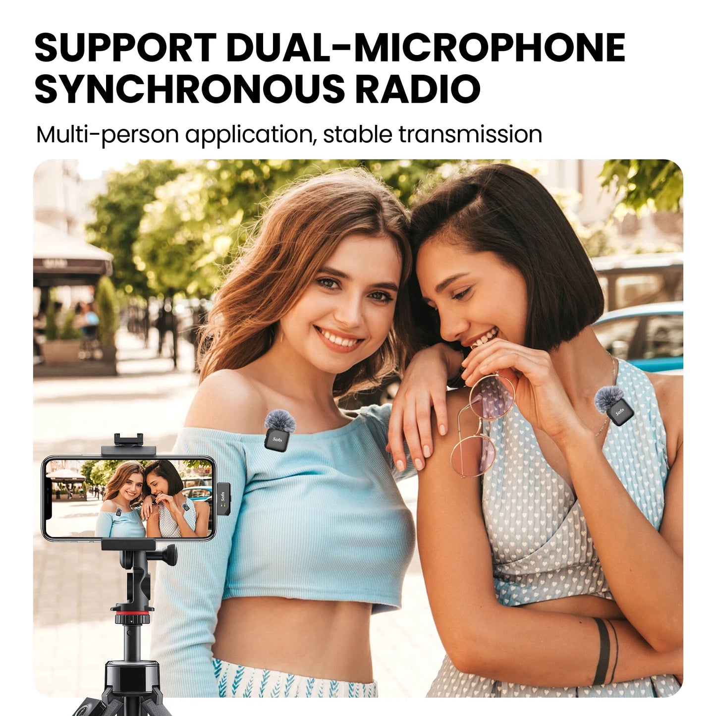 Wireless Lavalier Microphone for iPhone and Android(Lightning & USB-C),Lapel Mini Mic with 3-Level AI Noise Reduction,Wireless Mic with Magnetic Sheet for Video Recording,Vlog,Podcast